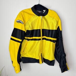 Teknic Armored Motorcycle Jacket Men's Size 44/54 Yellow Black Safety Adjustable